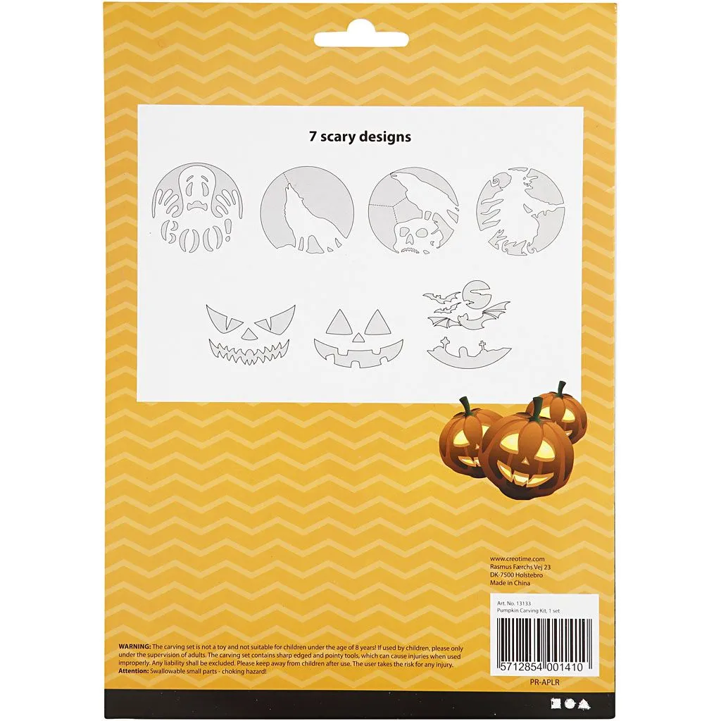 Sada nástrojov na vyrezávanie halloweenskej tekvice (5 nástrojov + príručka so 7 šablónami)