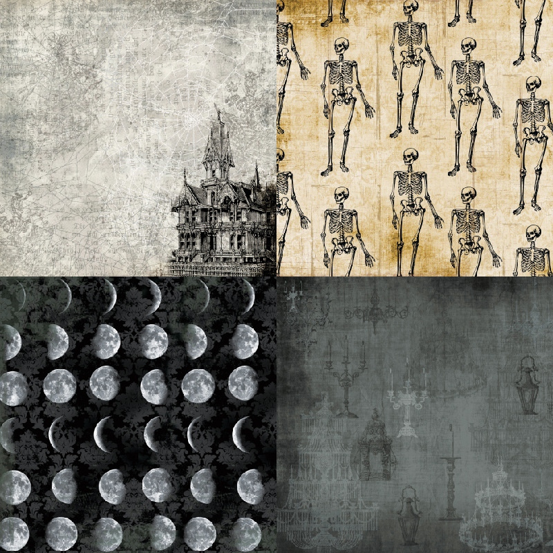 Scrapbook Papier Halloween, 152 x 152 mm, 24ks/bal.