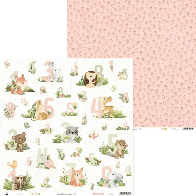 Blok scrapbook papierov Woodland cuties 30,5x30,5cm, 12 ks + 2 bonusové