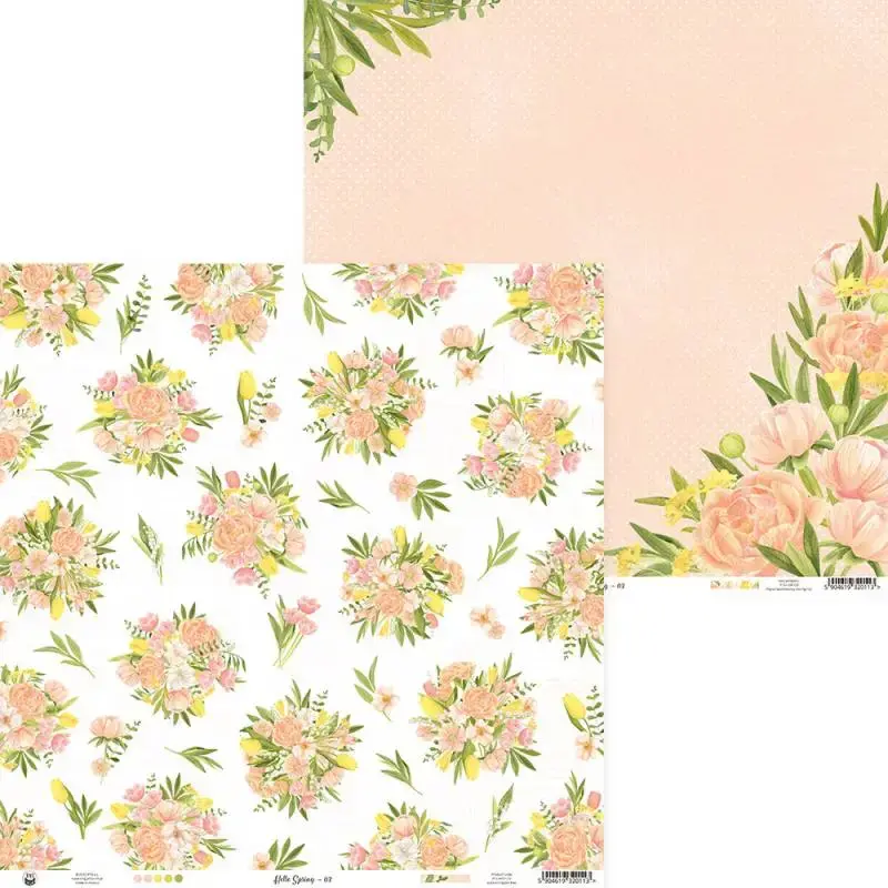 Blok scrapbook papierov Hello Spring 30,5x30,5cm, 12 ks + 2 bonusové