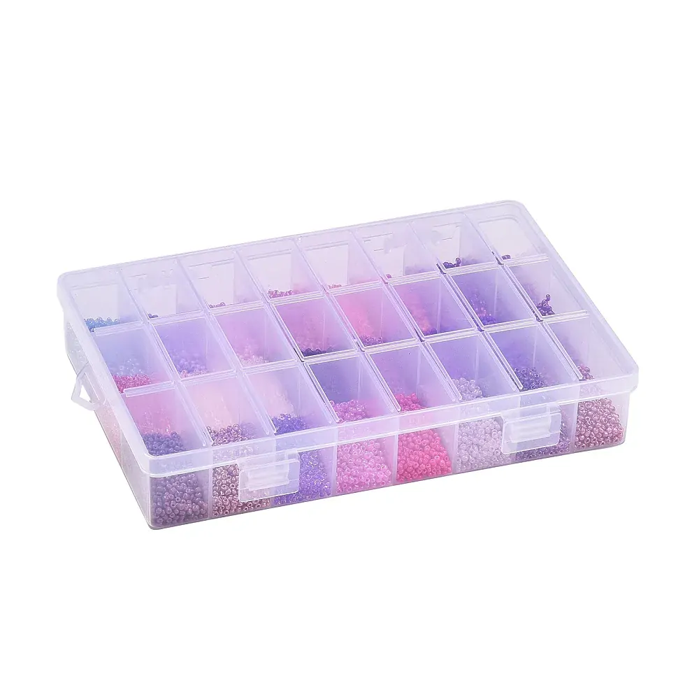 24 farieb rokajl korálok Ružovo-fialové odtiene 1.5-2.5x1.5-2mm, 288g / bal.
