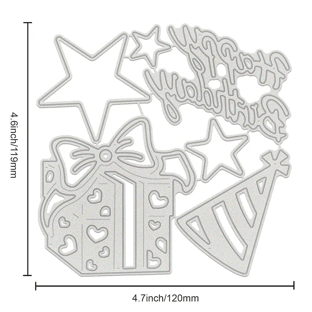 Vyrezávacia šablóna Happy Birthday 12x11.9cm, 1 ks