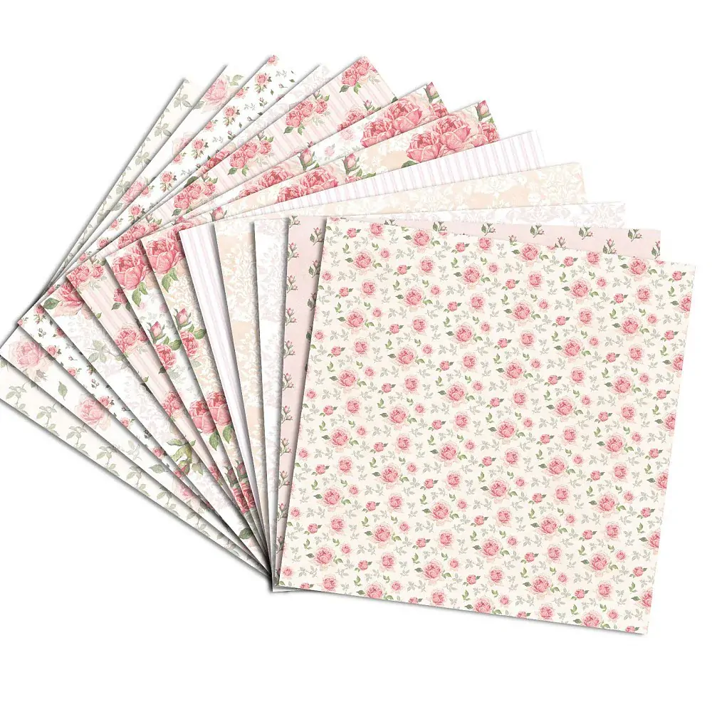 Scrapbook Papier Kvety, 153x153x0.1mm, 12ks/bal.