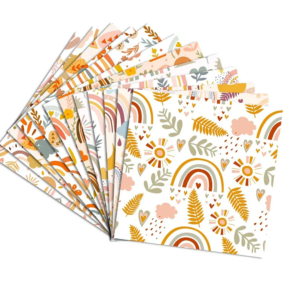 Scrapbook Papier Dúha, 153x153x0.1mm, 12ks/bal.