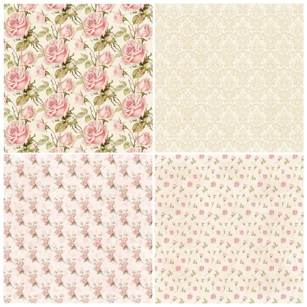 Scrapbook Papier Kvety, 153x153x0.1mm, 12ks/bal.