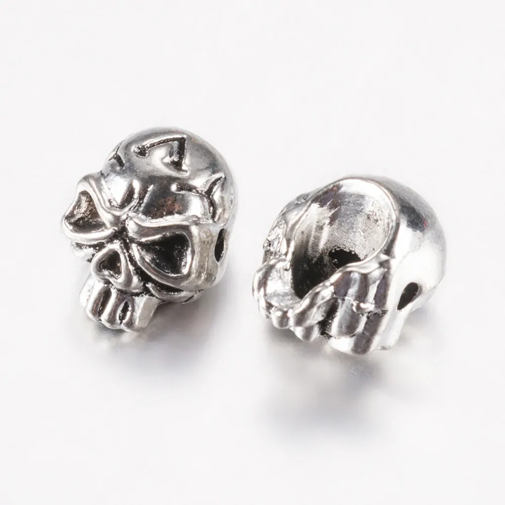Kovová korálka Lebka 12x9x10mm, 1 ks