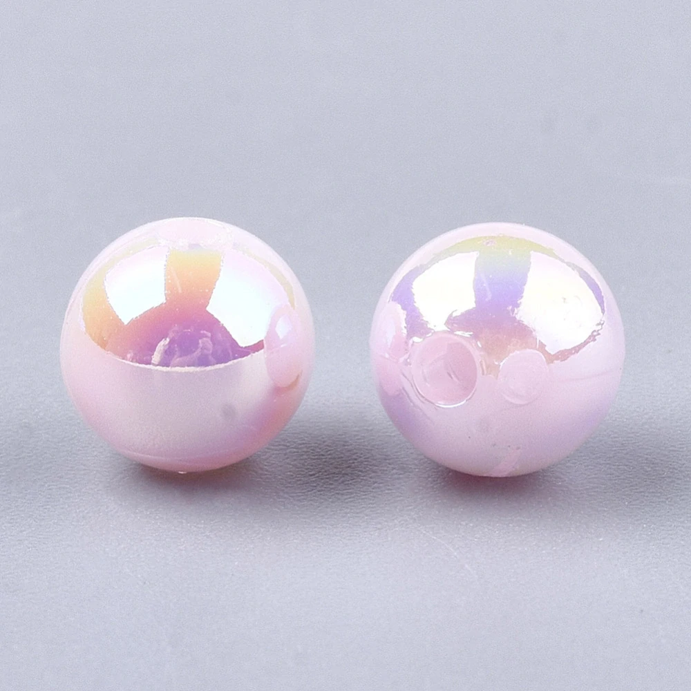 Plastové Korálky - Perleťovoružové, 6 mm, 180 ks / 20 g