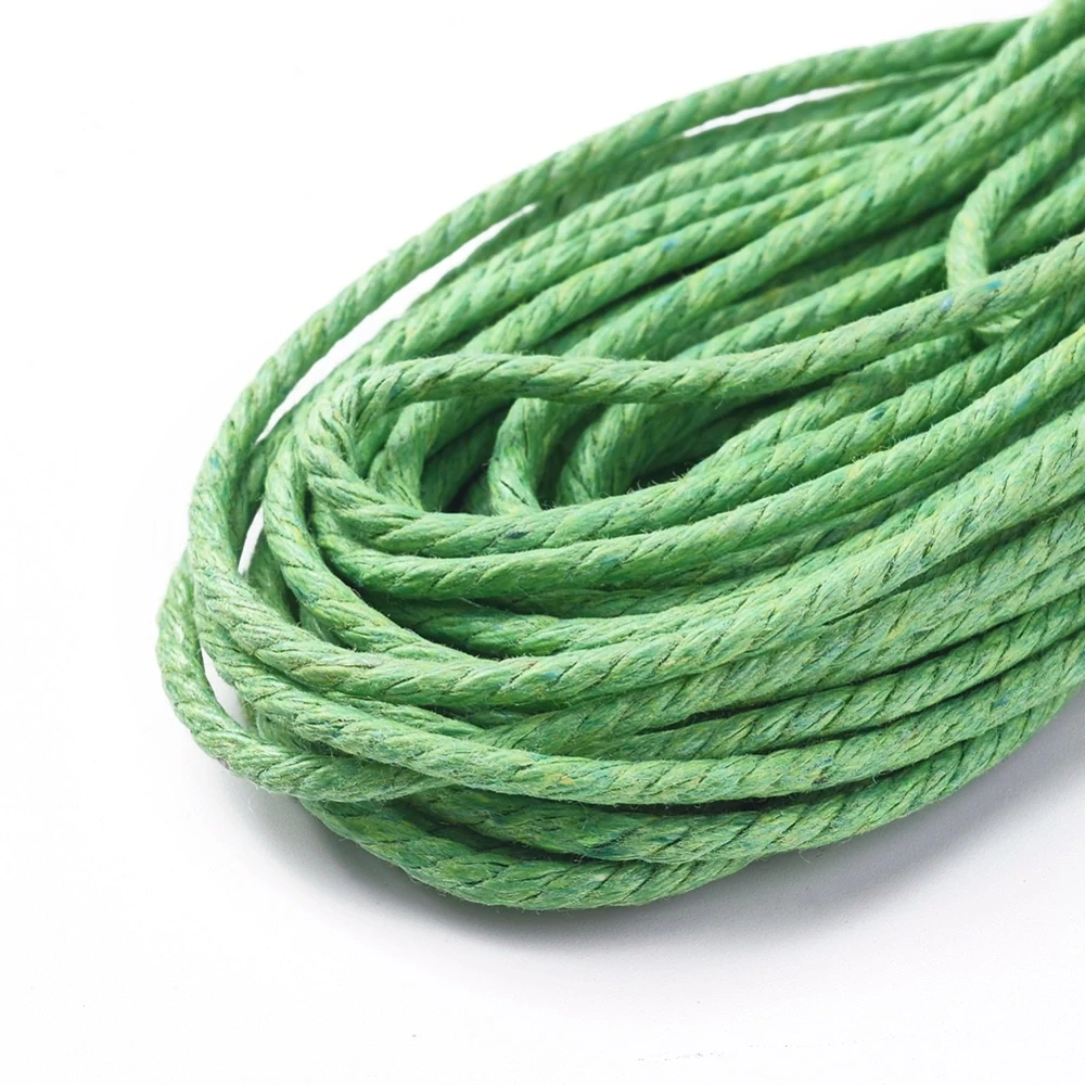 Bavlnená Šnúrka na Výrobu Šperkov - Macramé, Svetlozelená, 2,3 mm, 10 m