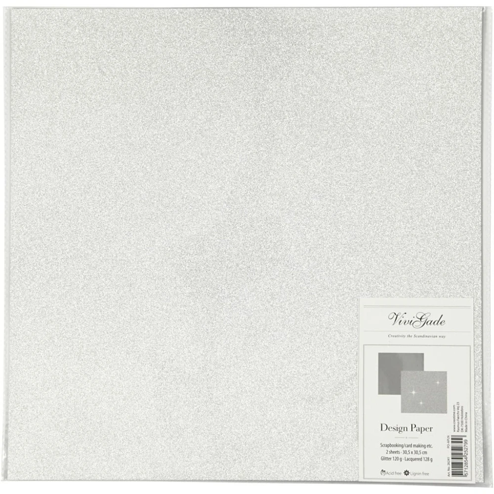 Dizajnový trblietavý papier 30,5x30,5 cm, Strieborný, 2 listy/ 1 bal.