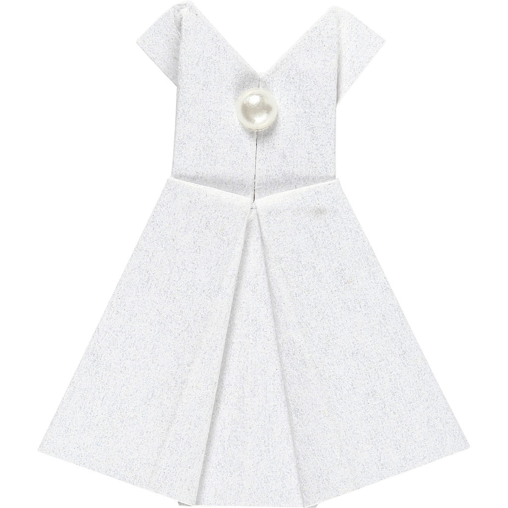 Nálepky Papierové biele šaty 35x31 mm, 6 ks