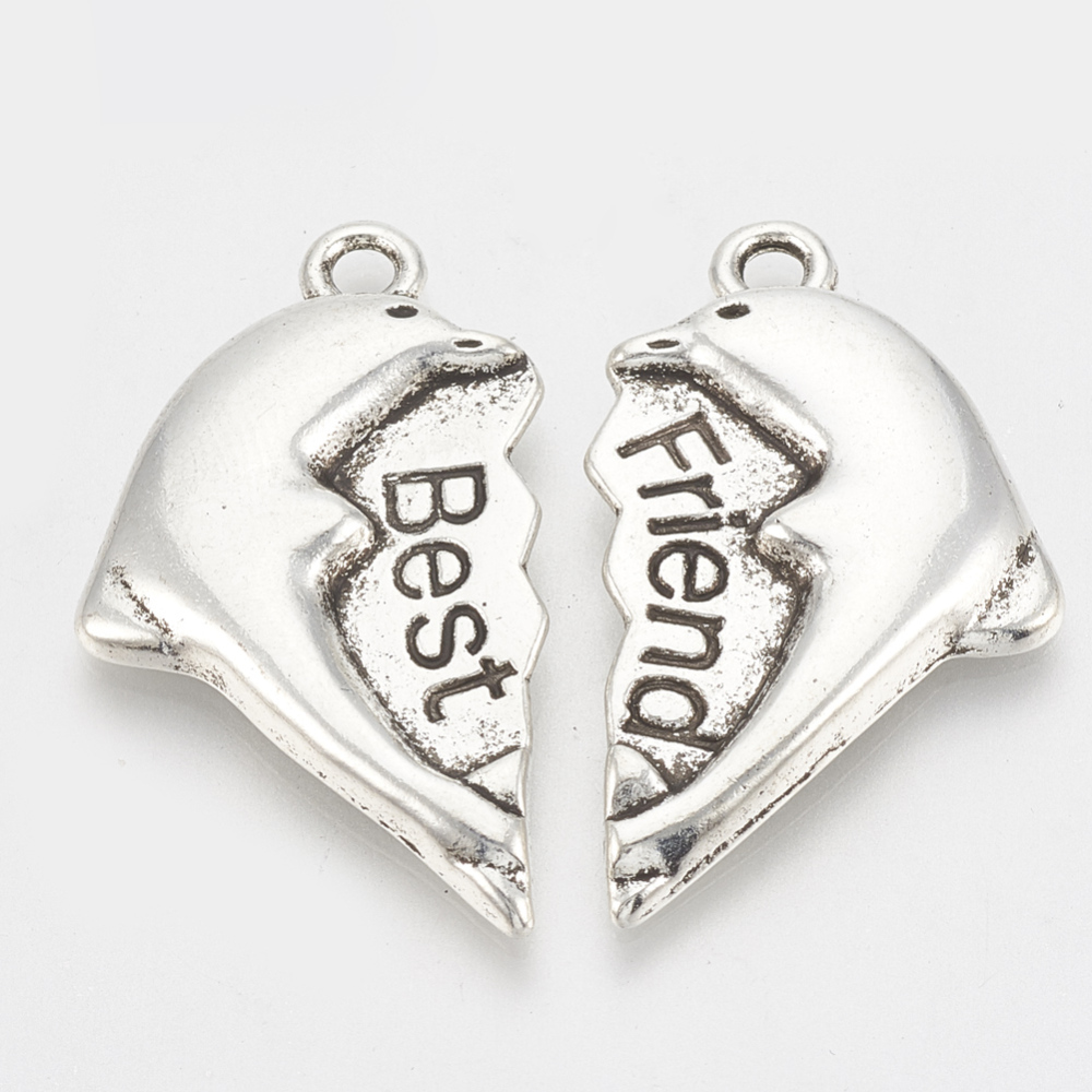 Kovový prívesok Best Friend bezolovnaté a bez kadmia 32x36x3mm, 1 set