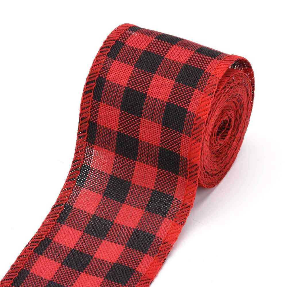Imitácia jutovej stuhy Károvaná 60mm, 5 m