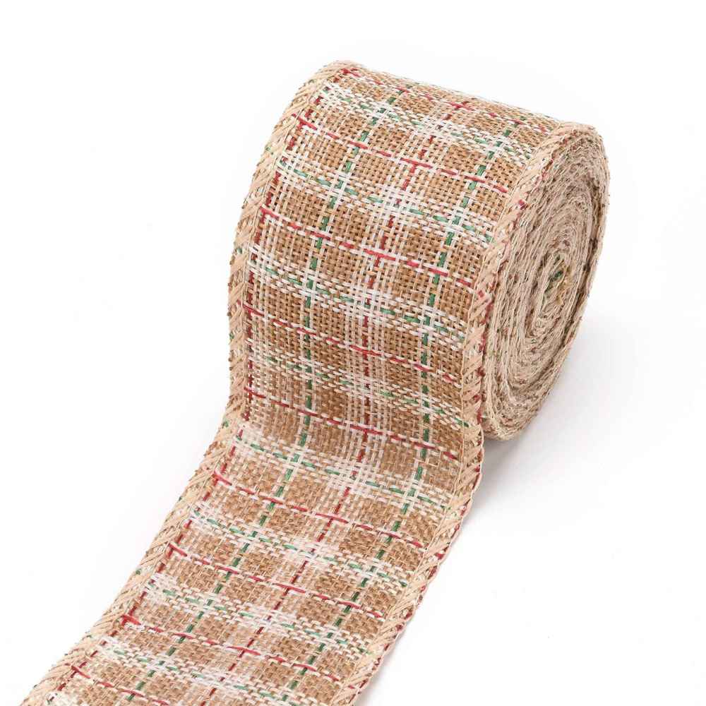Imitácia jutovej stuhy Károvaná 60mm, 5 m