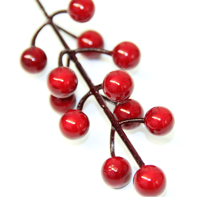 Červené bobule k aranžovaniu 19cm, 4 vetvičky