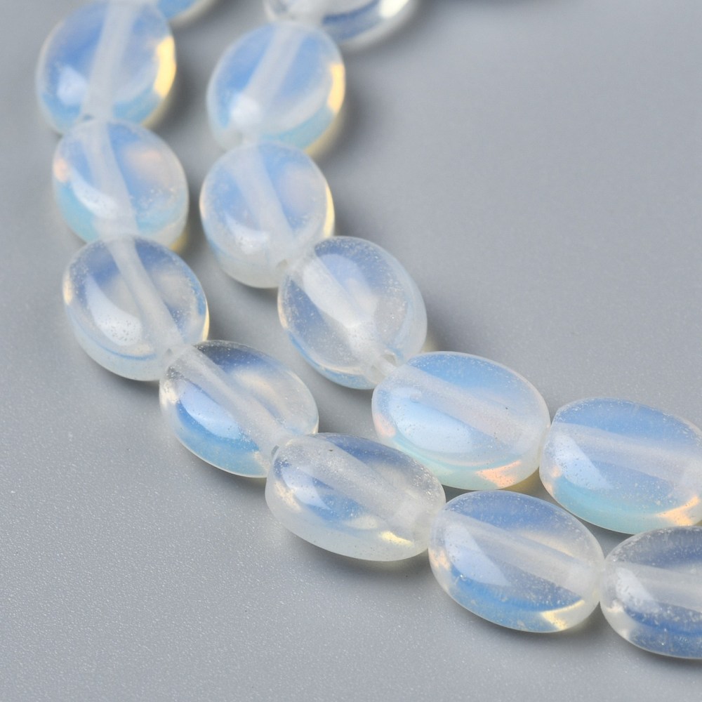 Opalit korálky 8x6x3.5~4mm, 45 ks