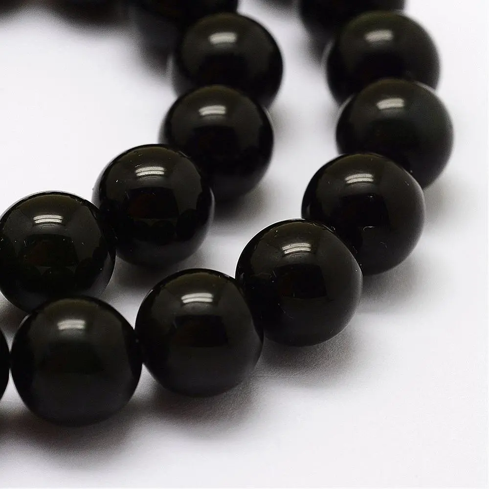 Obsidián korálky 8mm, 49 ks