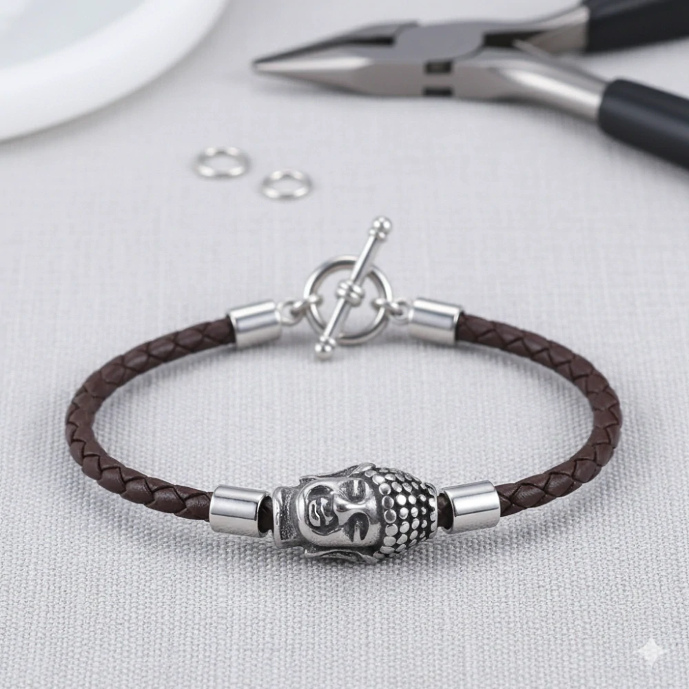 Kovová korálka Budha z chirurgickej ocele STAS-I072-039AS, 1 ks
