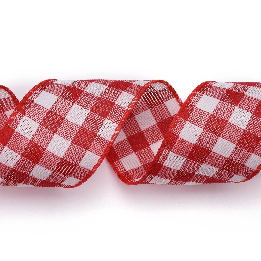 Imitácia jutovej stuhy Károvaná s drôtikom 60mm, 5 m