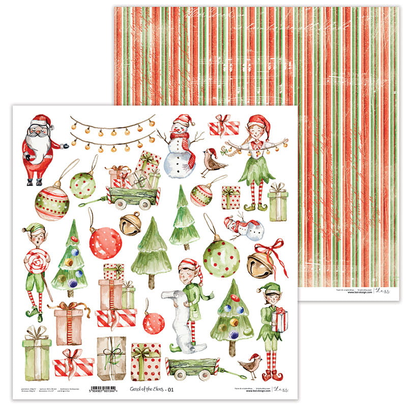 Sada obojstranných papierov Carol of the Elves 30,5x30,5cm , 5 ks/bal.