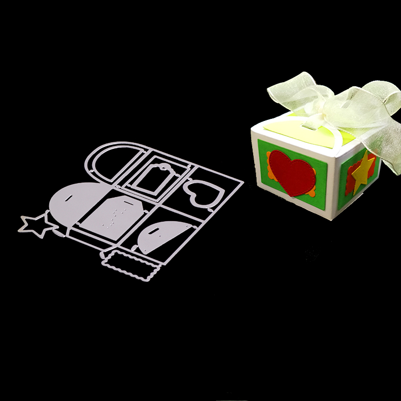 Vyrezávacia šablóna Krabička so srdiečkom 11.1x14.1cm, 1 ks