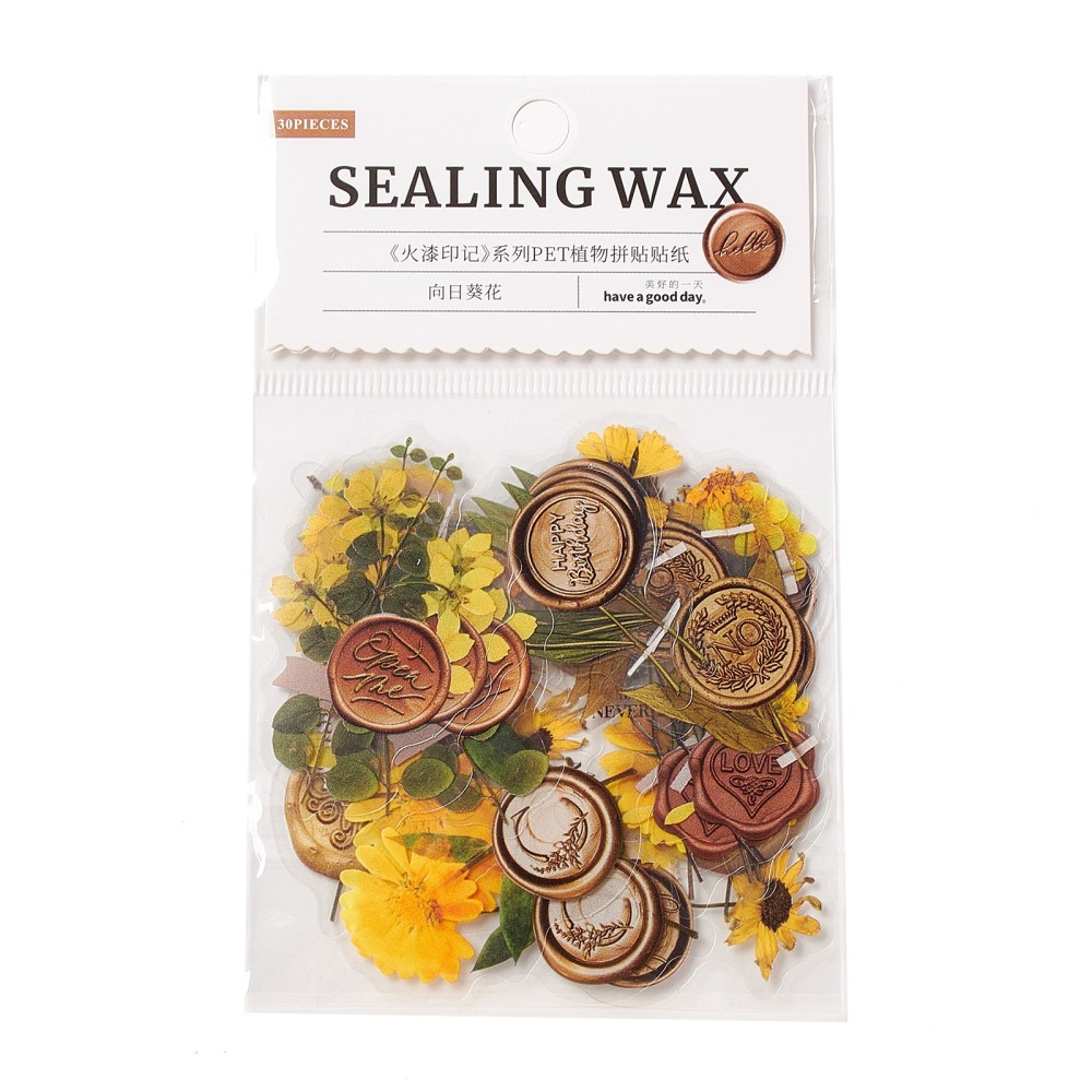 Nálepky Kvet s pečiatkou 48.5~60x25~39x0.1mm, 30ks/bal.