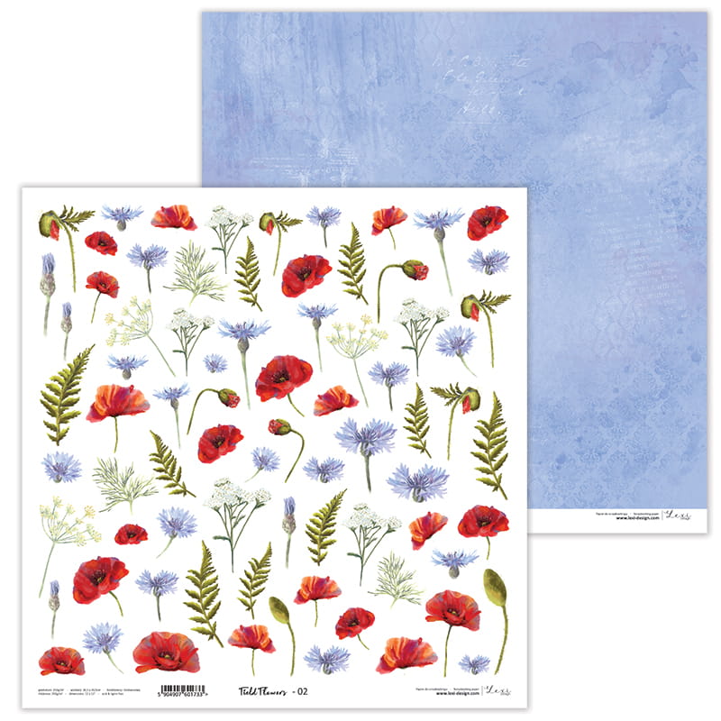 Sada obojstranných papierov Field Flowers 30,5x30,5cm , 5 ks/bal.