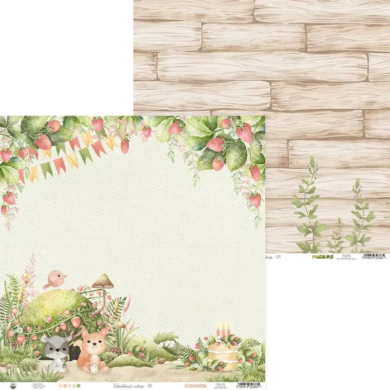 Blok scrapbook papierov Woodland cuties 30,5x30,5cm, 12 ks + 2 bonusové