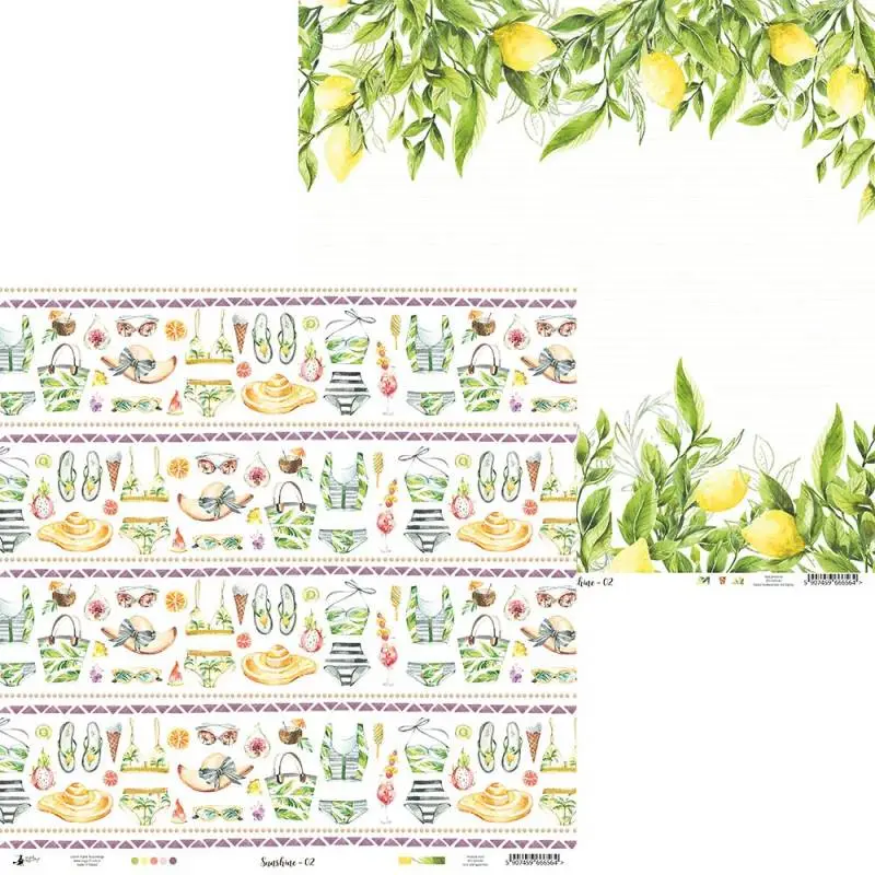 Blok scrapbook papierov Sunshine 30,5x30,5cm, 12 ks + 2 bonusové