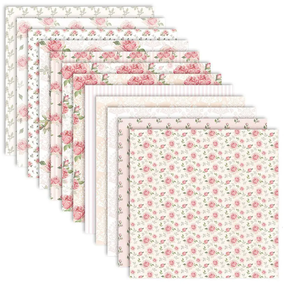 Scrapbook Papier Kvety, 153x153x0.1mm, 12ks/bal.
