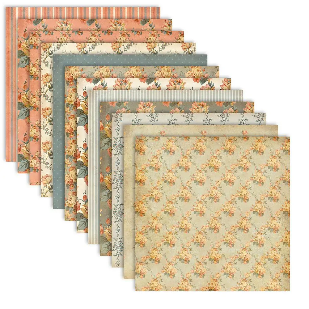 Scrapbook Papier Kvety, 153x153x0.1mm, 12ks/bal.