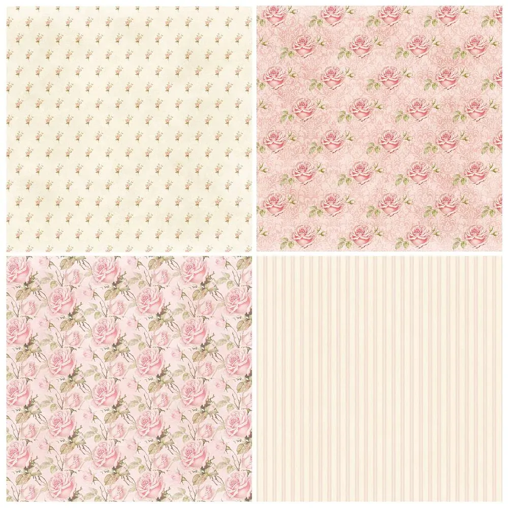 Scrapbook Papier Kvety, 153x153x0.1mm, 12ks/bal.