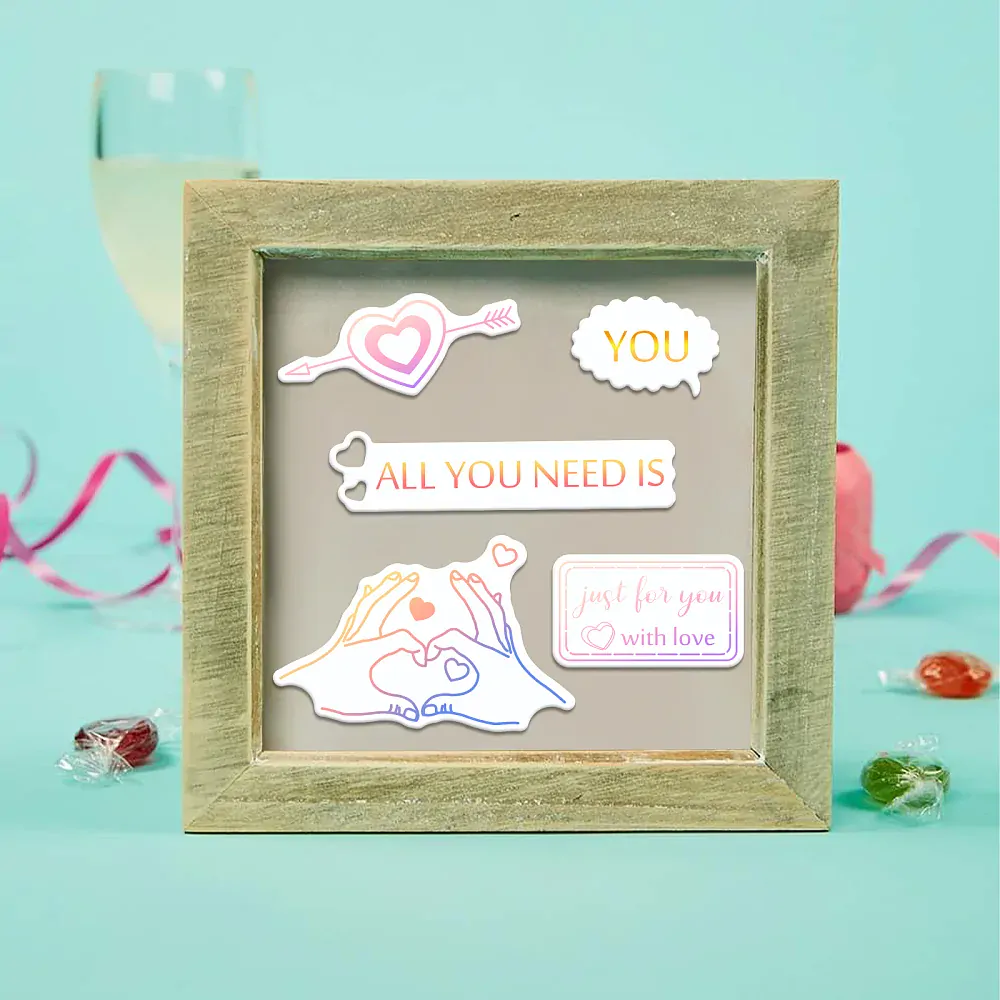 Vyrezávacia šablóna Nápisy Love + pečiatky, 1 sada