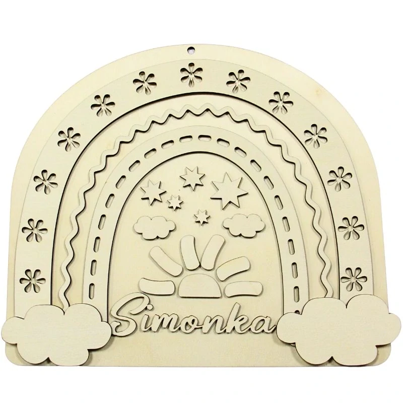 Drevený obraz s dúhou – s menom 30x26cm, 1 ks