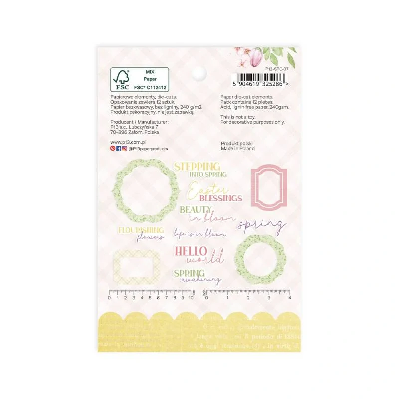Súprava vyrezávaných prvkov - Rámiky a nápisy z kolekcie Spring Is Calling (12 ks)