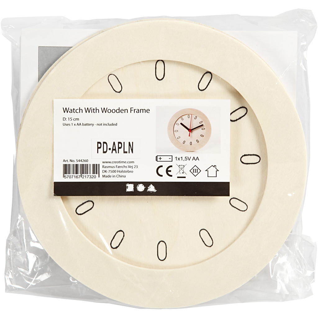 Drevené hodiny 15cm, 1ks