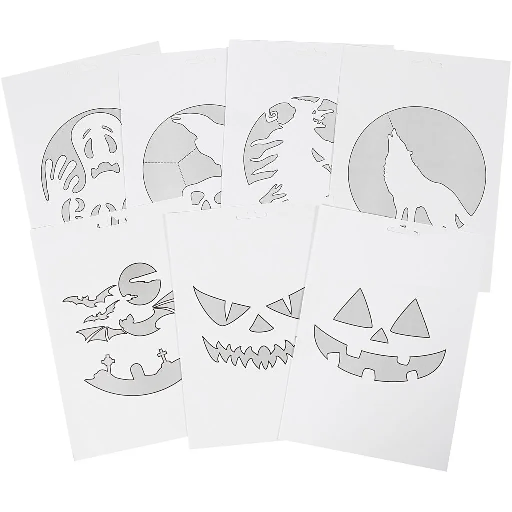 Sada nástrojov na vyrezávanie halloweenskej tekvice (5 nástrojov + príručka so 7 šablónami)