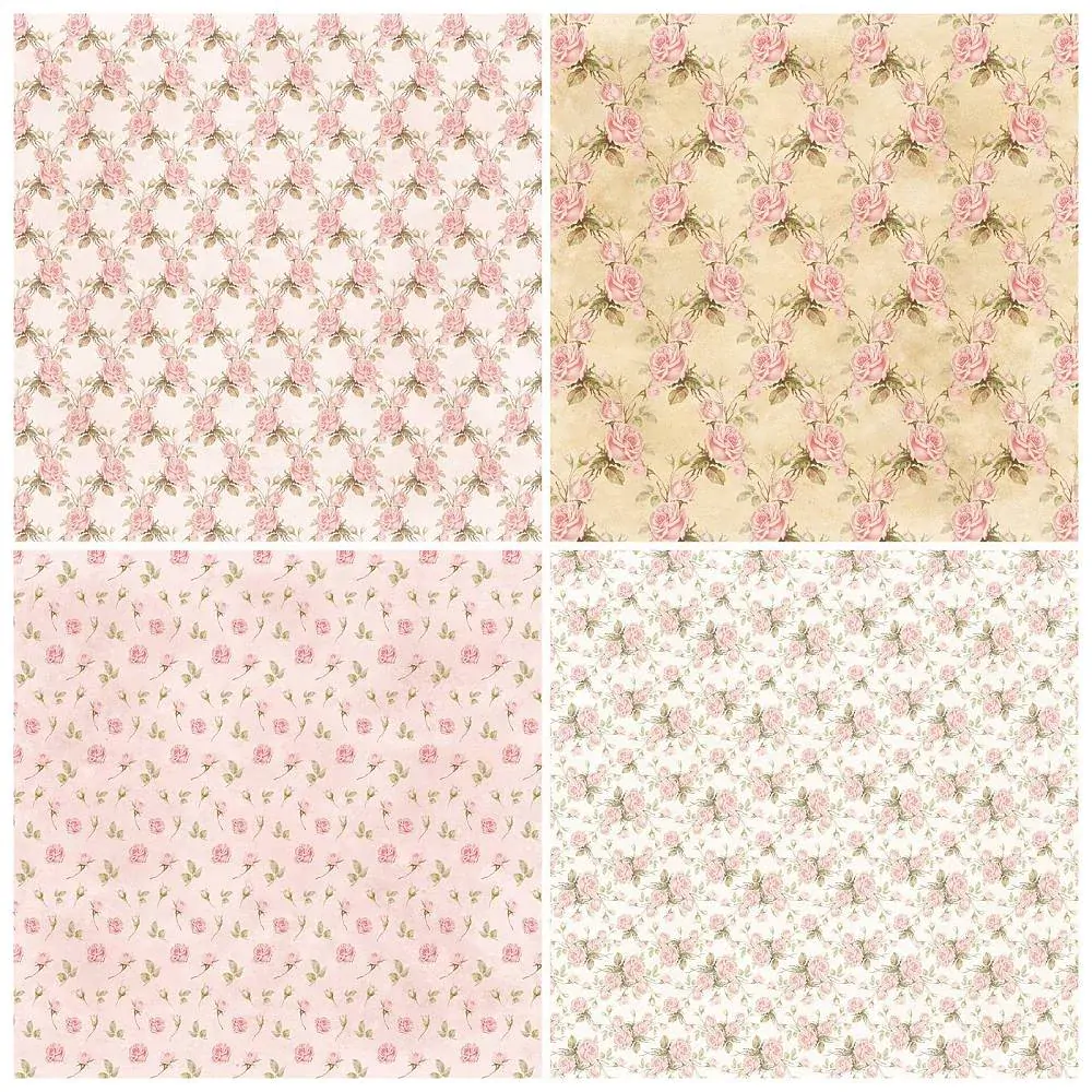 Scrapbook Papier Kvety, 153x153x0.1mm, 12ks/bal.