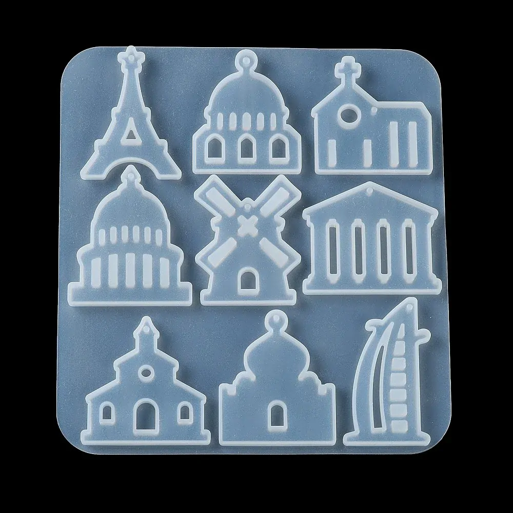 Silikónová forma Prívesky Budovy 144x134x5mm, 1 ks