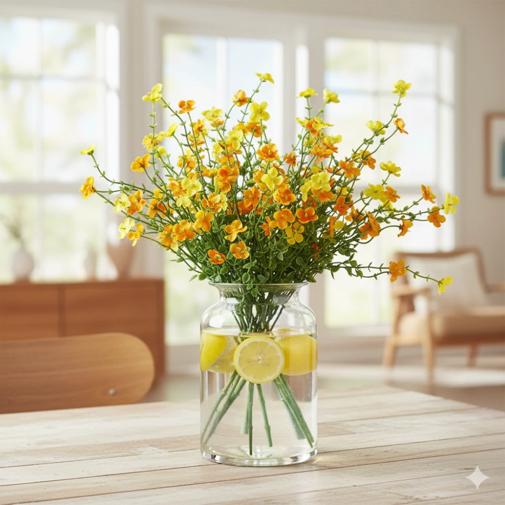 Umelý kvet Žltá Nezábudka 35 cm, 1 kytica