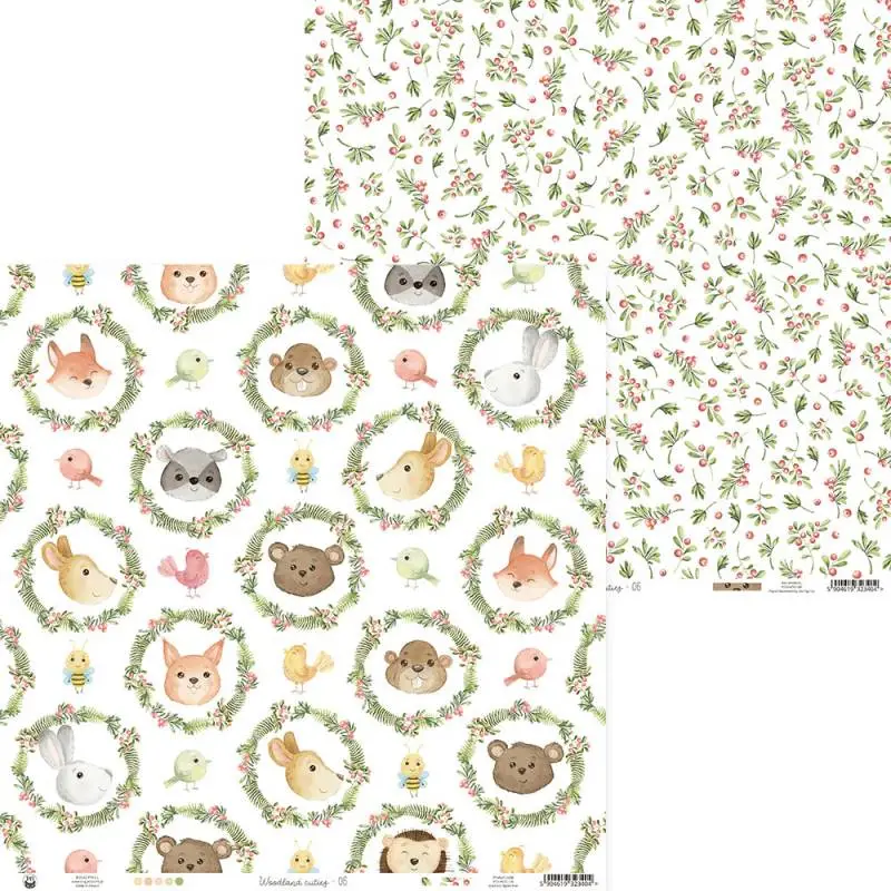 Blok scrapbook papierov Woodland cuties 30,5x30,5cm, 12 ks + 2 bonusové