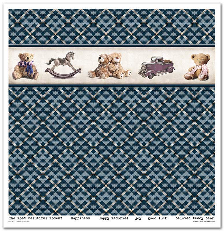 Sada scrapbook papierov Childhood memories Blue 30x30cm, 10 ks