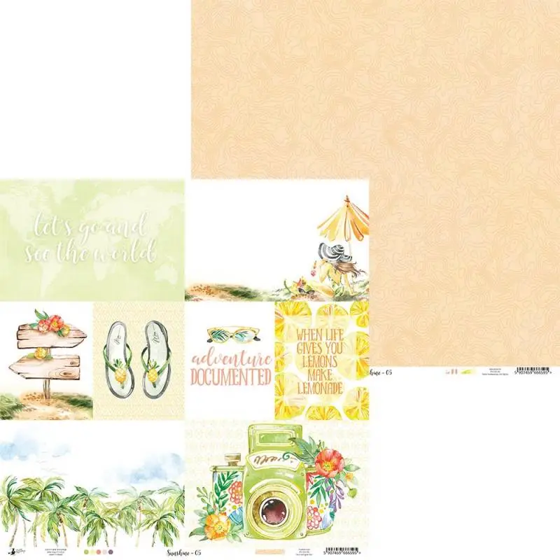 Blok scrapbook papierov Sunshine 30,5x30,5cm, 12 ks + 2 bonusové