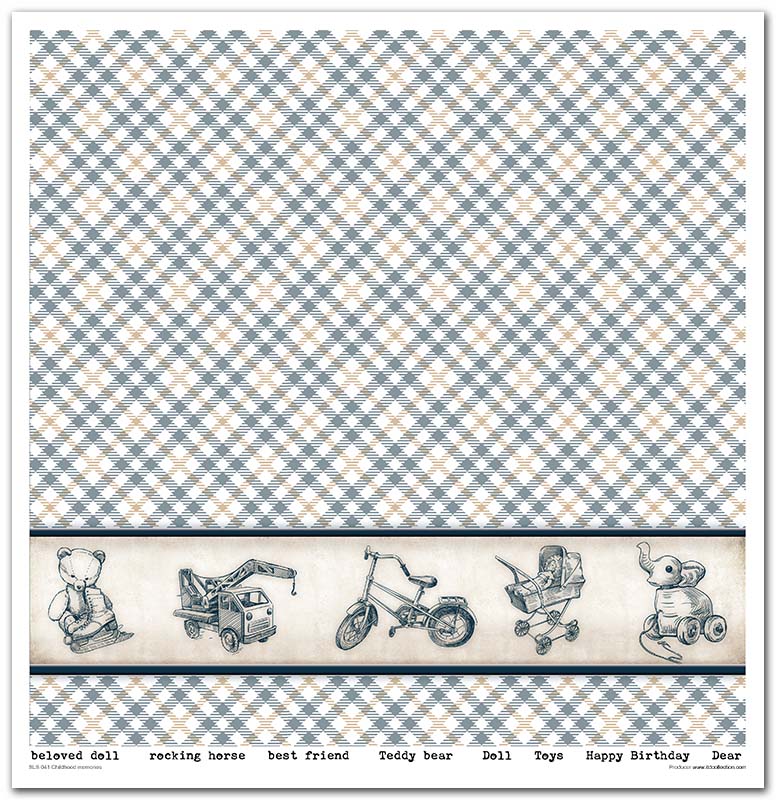 Sada scrapbook papierov Childhood memories Blue 30x30cm, 10 ks