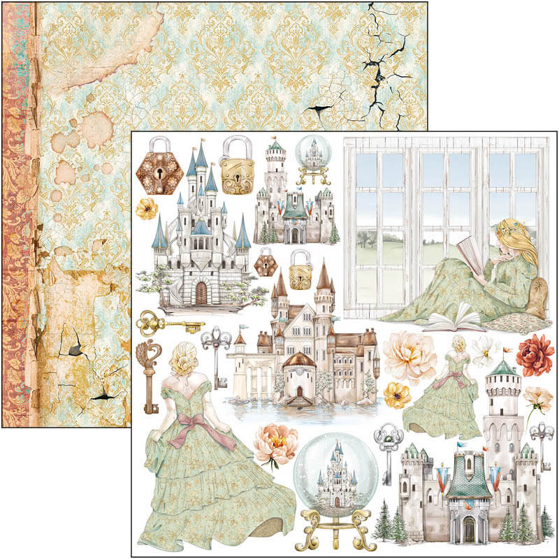 Sada papierov na motívy rozprávky o Princeznej 30.5cm x 30.5cm, 12 ks