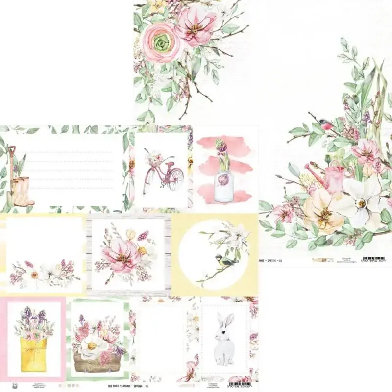 Blok scrapbook papierov The Four Seasons - Spring 15.3x15.3cm, 24 ks + 2 bonusové