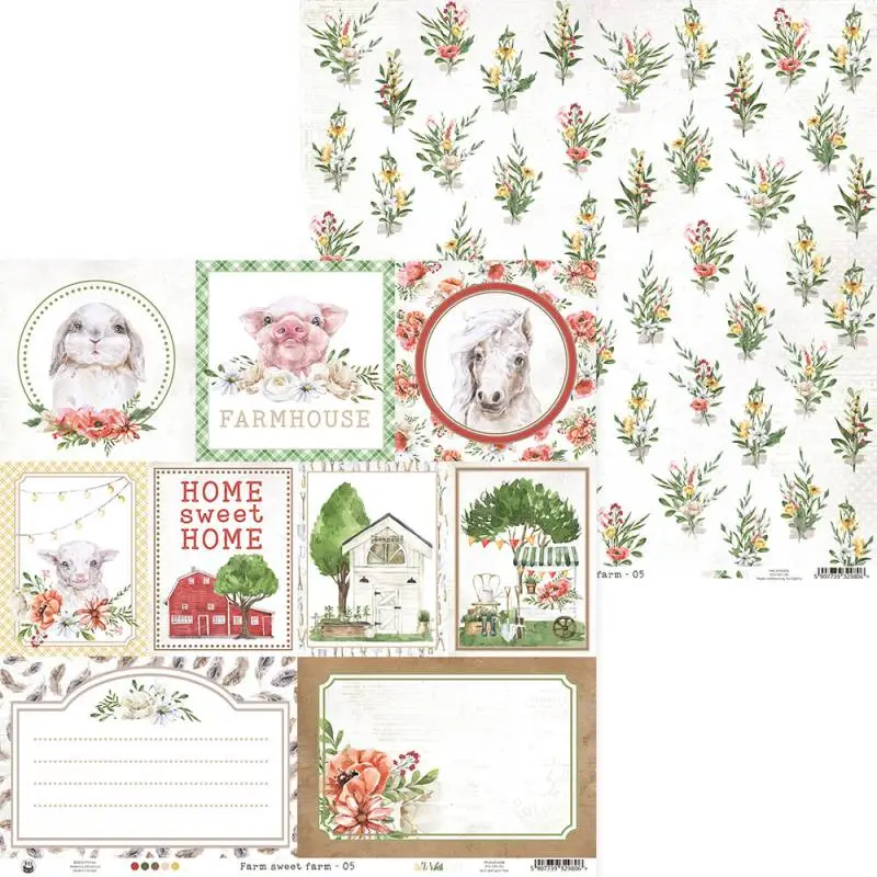 Blok scrapbook papierov Farm sweet farm 30,5x30,5cm, 12 ks + 2 bonusové