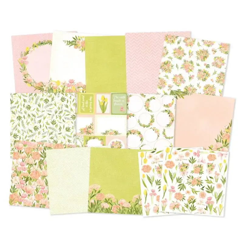 Blok scrapbook papierov Hello Spring 30,5x30,5cm, 12 ks + 2 bonusové