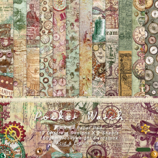 Scrapbook Papier s motívom hodín, 152 x 152 mm, 24ks/bal.