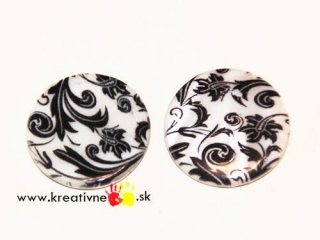 Perleťové placky čierna grafika 2 ks