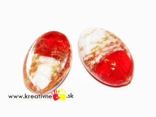 Lampwork korálky oval 2 ks